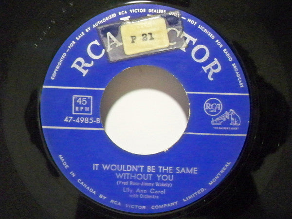 Lily Ann Carol : My Favorite Song / It Wouldn't Be The Same Without You (7", Single)