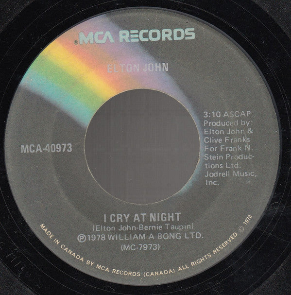 Elton John : Part-Time Love / I Cry At Night (7")