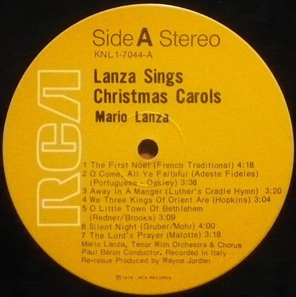 Mario Lanza : Lanza Sings Christmas Carols (LP, Album)