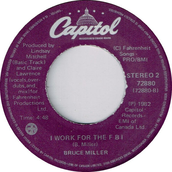 Bruce Miller (5) : Magic Night / I Work For The F B I (7", Single)