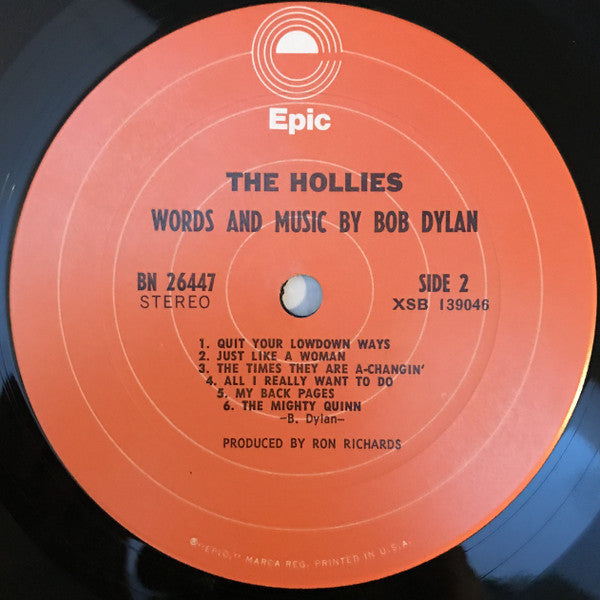 The Hollies : Words And Music By Bob Dylan (LP, Album, RE)