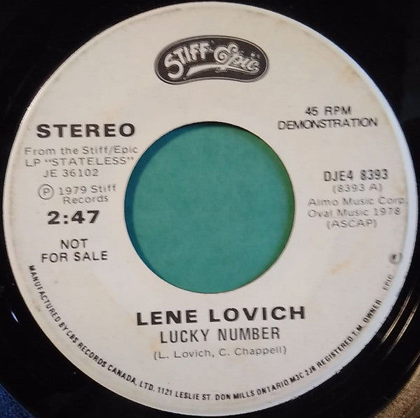 Lene Lovich : Lucky Number / What Will I Do Without You (7", Promo)