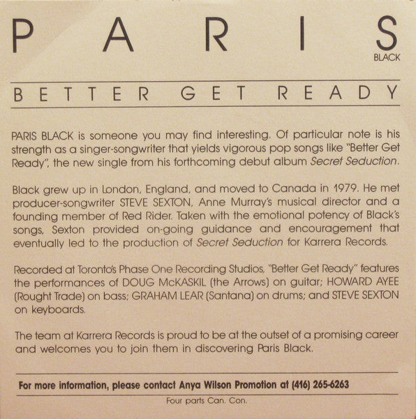 Paris Black : Better Get Ready (7", Single)