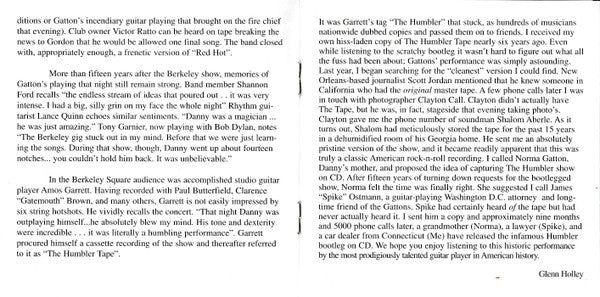 Robert Gordon (2) With Danny Gatton : Live "The Humbler" (CD, Album)