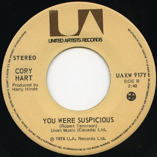 Cory Hart (2) : Ooh Baby / You Were Suspicious (7", Single)