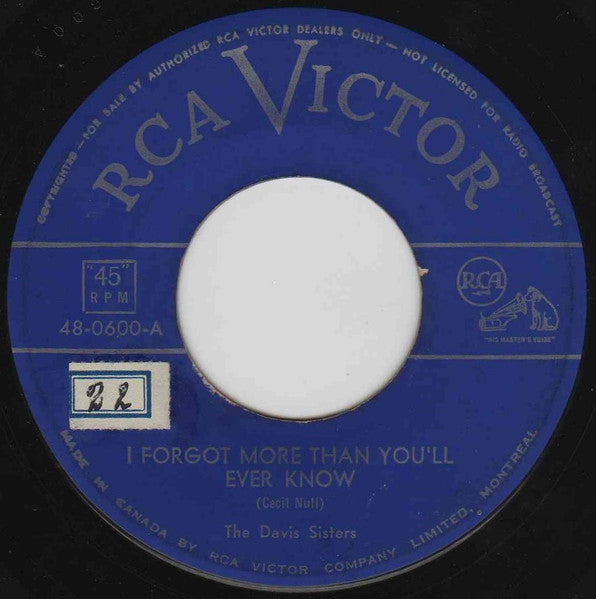The Davis Sisters : Rock-A-Bye Boogie / I Forgot More Than You'll Ever Know (7")
