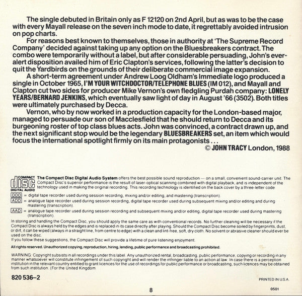 John Mayall : John Mayall Plays John Mayall (CD, Album, Mono, RE)