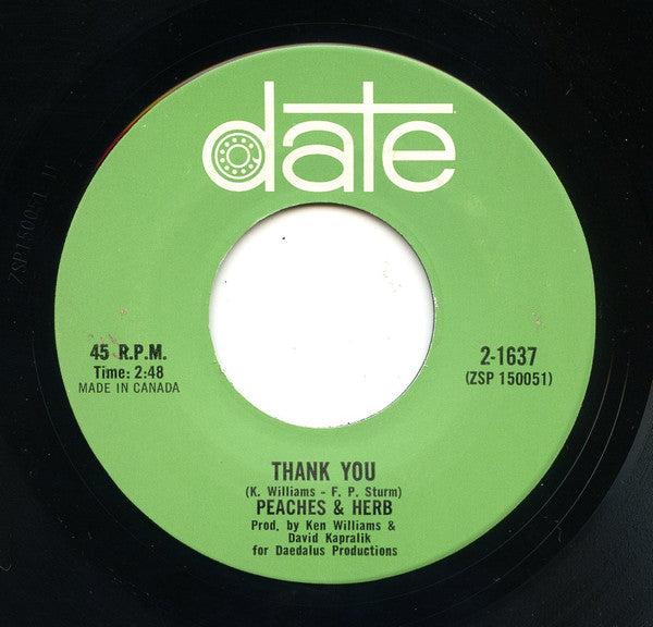 Peaches & Herb : When He Touches Me (Nothing Else Matters) / Thank You (7")