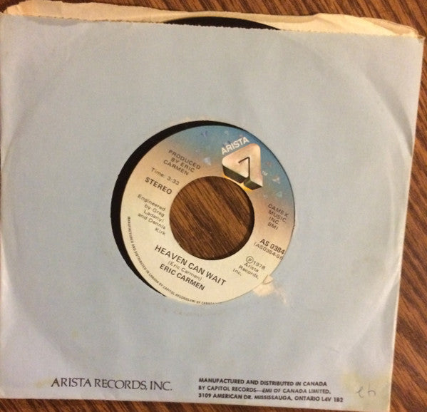Eric Carmen : Baby, I Need Your Lovin' (7", Single)