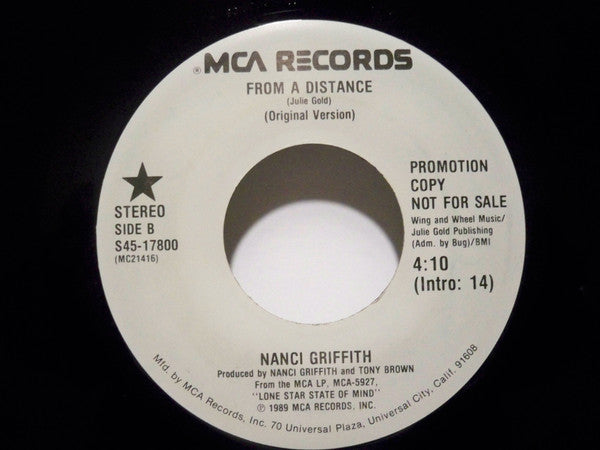 Nanci Griffith : From A Distance (7", Single, Promo)