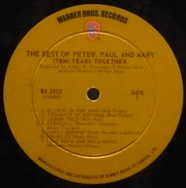 Peter, Paul & Mary : The Best Of Peter, Paul And Mary: (Ten) Years Together (LP, Comp, Gat)