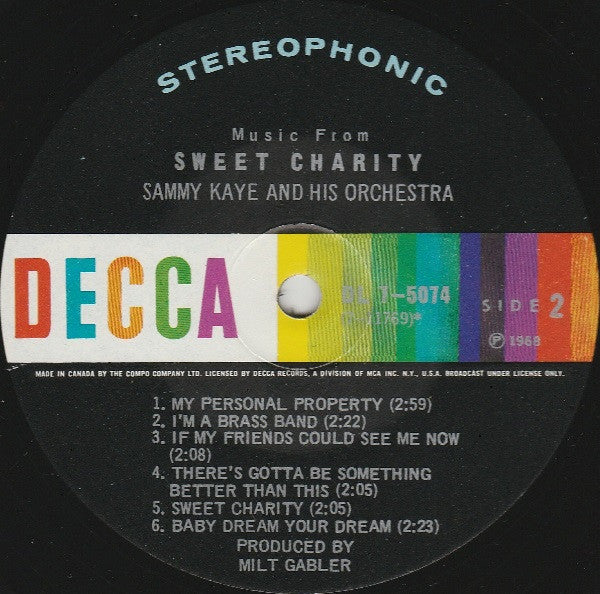 Sammy Kaye And His Orchestra : Music From Sweet Charity (LP, Album)