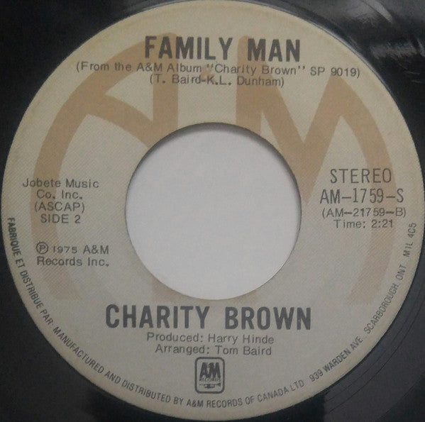 Charity Brown : Saving All My Love / Family Man (7", Single)