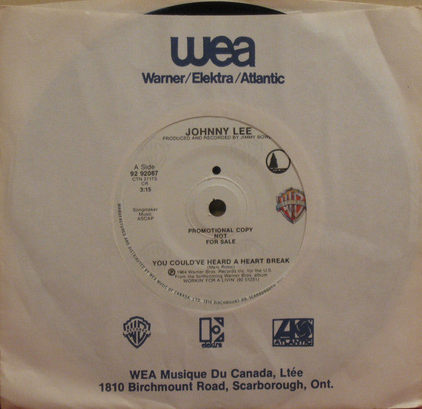 Johnny Lee (3) : You Could've Heard A Heart Break (7", Single, Promo)