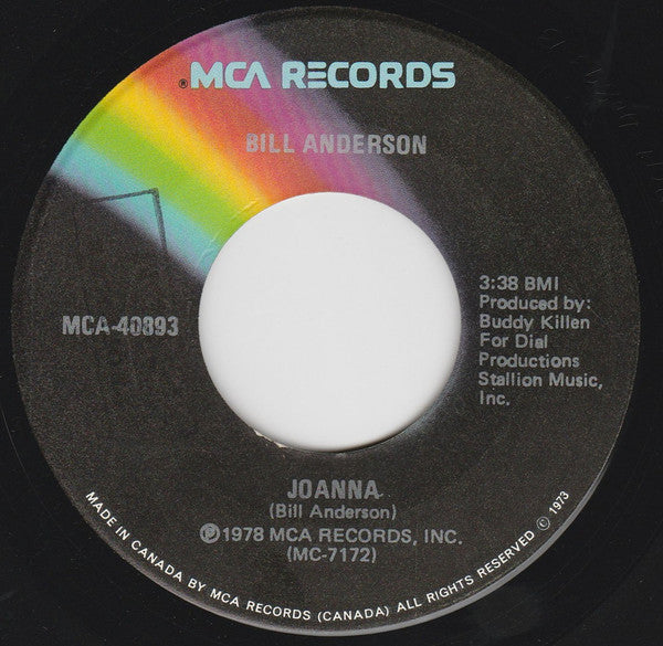 Bill Anderson (2) : I Can't Wait Any Longer / Joanna (7", Single)