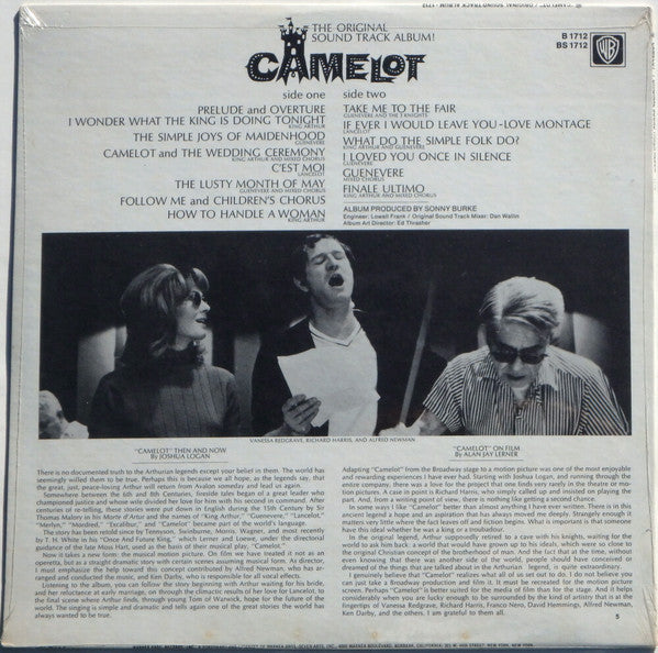 Lerner & Loewe - Richard Harris, Vanessa Redgrave, Franco Nero, David Hemmings : Camelot (Original Motion Picture Sound Track) (LP, Album, Mono)
