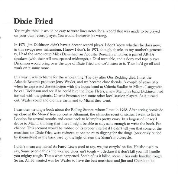 James Luther Dickinson* : Dixie Fried (CD, Album, RE, RP)