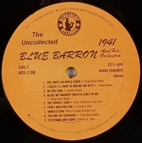 Blue Barron And His Orchestra : The Uncollected Blue Barron, 1938-1941 (LP, Mono, RE)