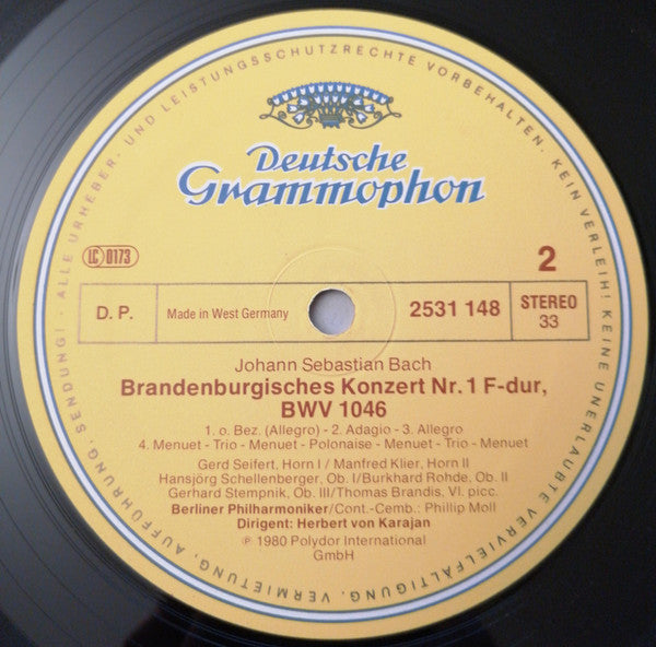 Johann Sebastian Bach, Herbert Von Karajan, Berliner Philharmoniker : Brandenburgische Konzerte / Brandenburg Concertos / Les Concertos Brandebourgeois (2xLP + Box)
