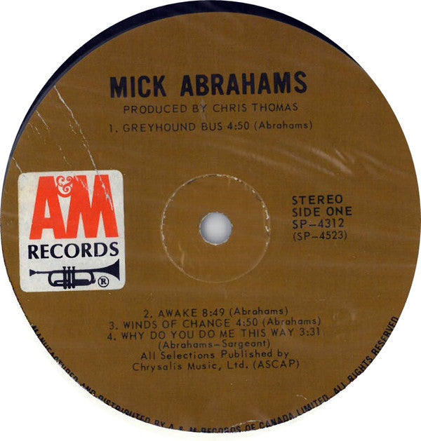 Mick Abrahams : Mick Abrahams (LP, Album)