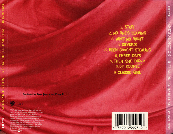 Jane's Addiction : Ritual De Lo Habitual (CD, Album)