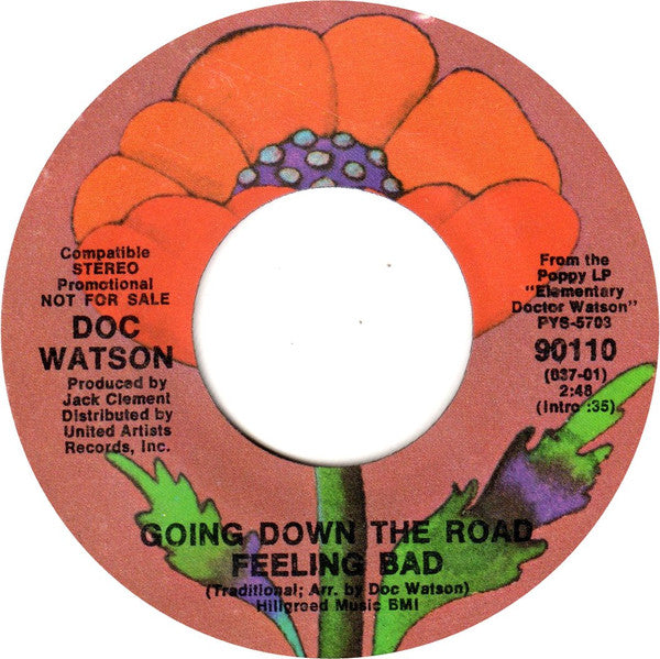 Doc Watson : Freight Train Boogie / Going Down The Road Feeling Bad (7", Single, Promo, Styrene)