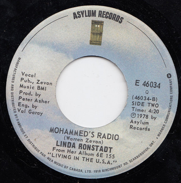 Linda Ronstadt : Alison/Mohammed's Radio (7")
