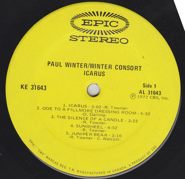 Paul Winter (2) / The Winter Consort : Icarus (LP, Album, Gat)