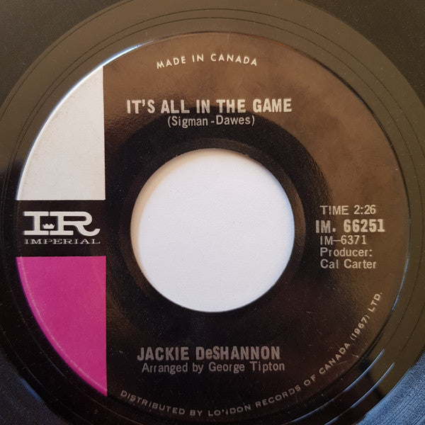 Jackie DeShannon : It's All In The Game / Changin' My Mind (7", Single)