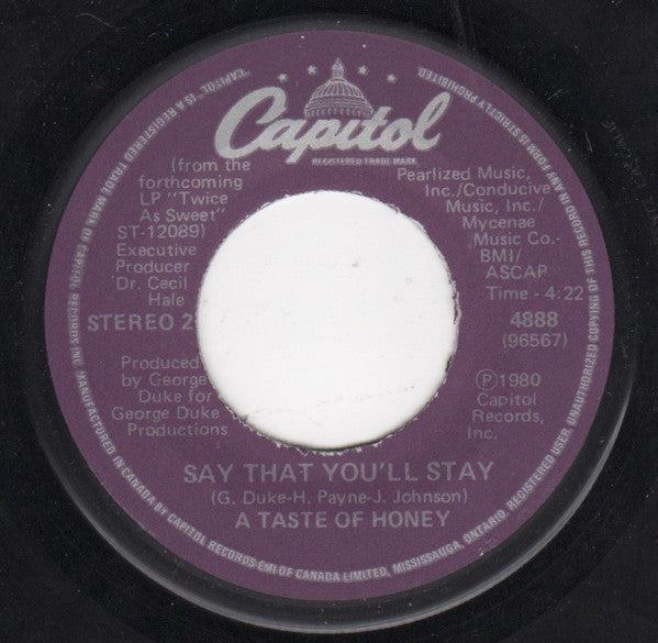 A Taste Of Honey : Rescue Me (7", Single)