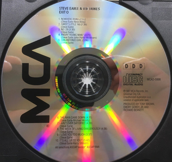 Steve Earle & The Dukes : Exit 0 (CD, Album, RE)
