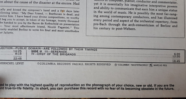Hector Berlioz - Leonard Bernstein, New York Philharmonic, William Lincer : Harold In Italy (LP, Mono)