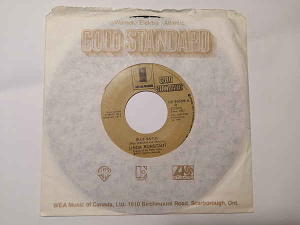 Linda Ronstadt : Blue Bayou / It's So Easy (7", Single)