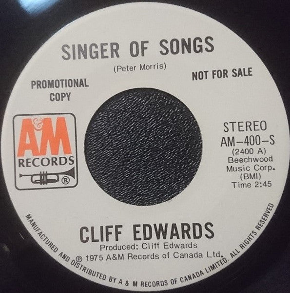 Cliff Edwards (2) : Singer Of Songs (7", Single, Promo)