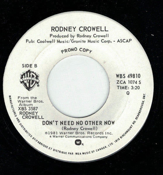Rodney Crowell : Stars On The Water (7", Promo)