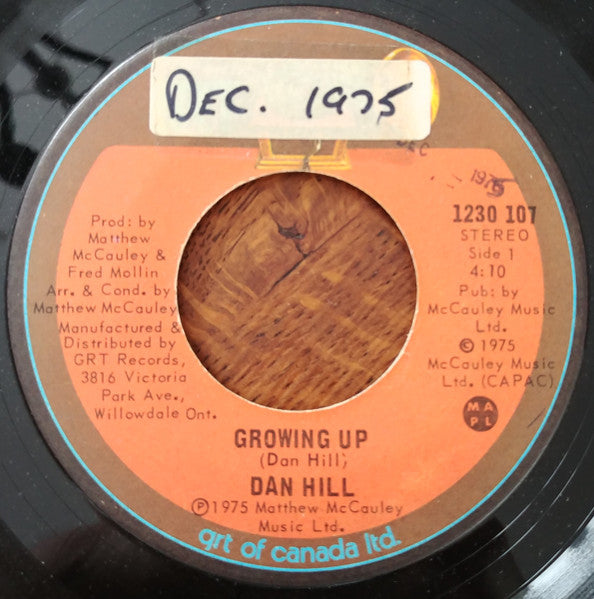 Dan Hill : Growing Up / People (7", Single)