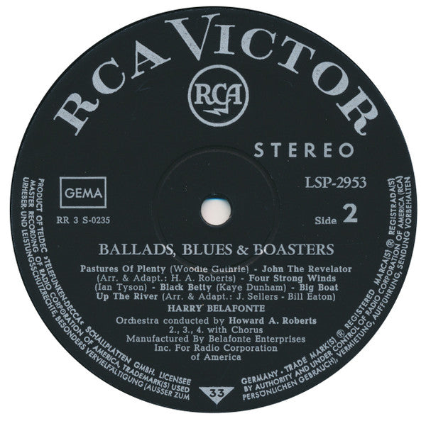 Harry Belafonte : Ballads, Blues And Boasters (LP, Album)