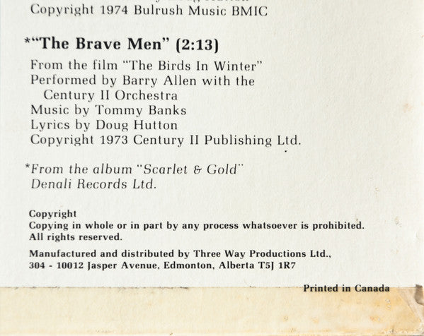 John Antle, Barry Allen, Century II Orchestra : 1874-1974 Alberta · RCMP Century Celebrations (7")