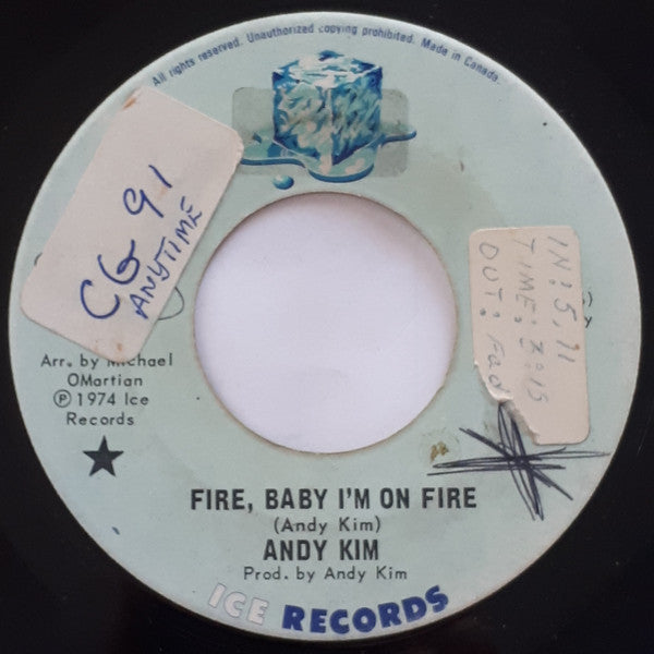 Andy Kim : Fire, Baby I'm On Fire (7", Mono, Promo)