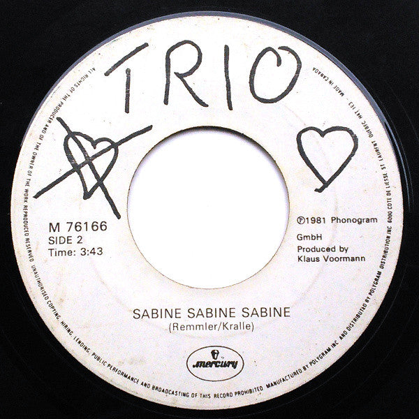 Trio : Da Da Da (I Don't Love You You Don't Love Me Aha Aha Aha) (7", Single)