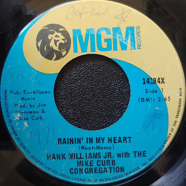 Hank Williams Jr. : A-Eee / Rainin' In My Heart (7", Single)