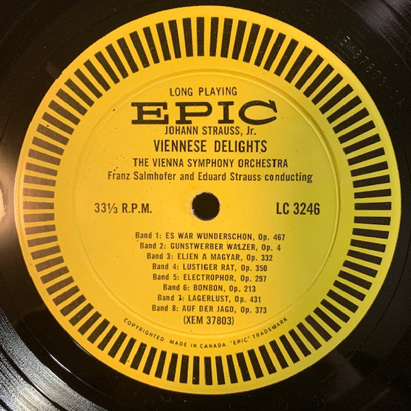 Johann Strauss Jr., Franz Salmhofer, Eduard Strauß (2) : Viennese Delights: The Music Of Johann Strauss, Franz Salmhofer And Eduard Strauss Conducting The Vienna Symphony Orchestra (LP)