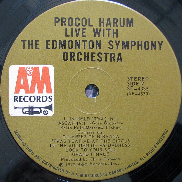 Procol Harum In Concert With The Edmonton Symphony Orchestra : Live (LP, Album)
