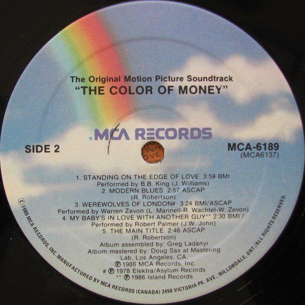 Various : "The Color Of Money" - The Original Motion Picture Soundtrack (LP, Comp)