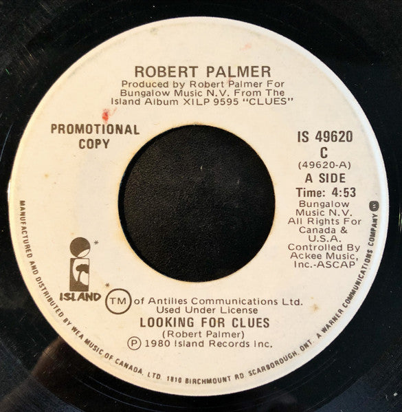 Robert Palmer : Looking For Clues (7", Single, Promo)