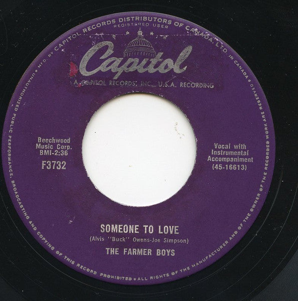 The Farmer Boys : Flash, Crash And Thunder / Someone To Love (7", Single)
