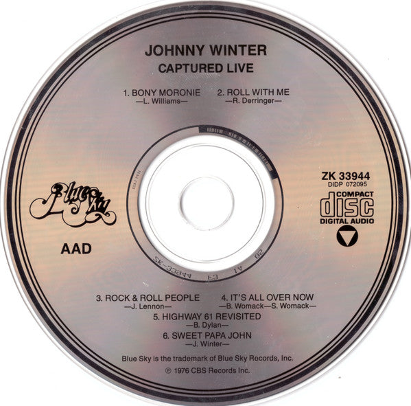 Johnny Winter : Captured Live! (CD, Album, RE)