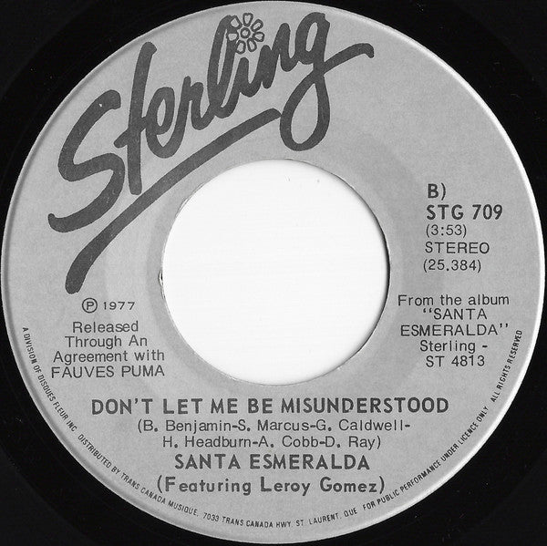 Santa Esmeralda Featuring Leroy Gomez : Don't Let Me Be Misunderstood (7", Single, Mono)