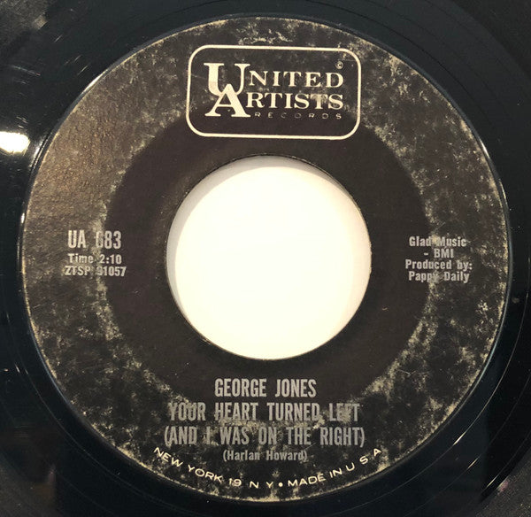 George Jones (2) : My Tears Are Overdue / Your Heart Turned Left (And I Was On The Right) (7", Single, Styrene, Ter)