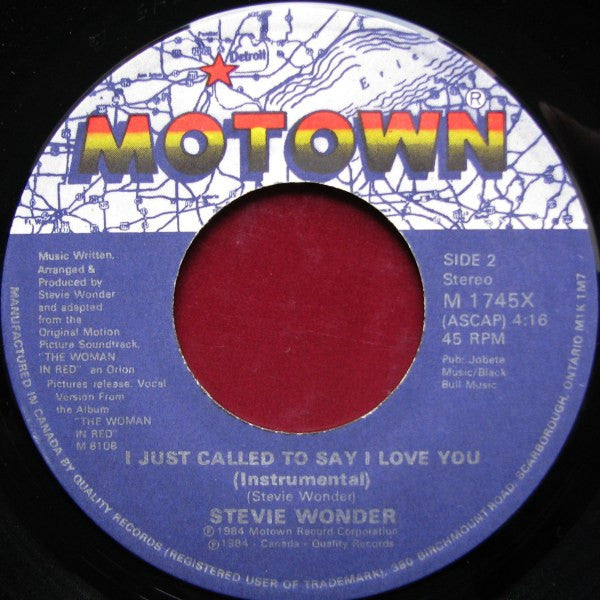 Stevie Wonder : I Just Called To Say I Love You (7", Single)
